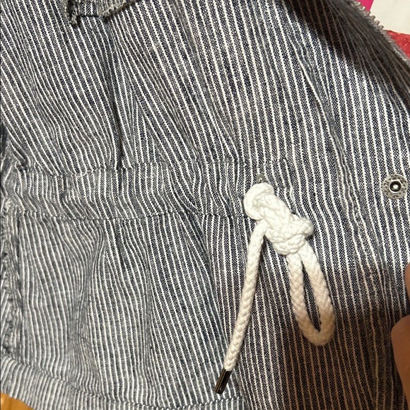 Loft Blue and White Striped Utility Jacket Size Large, Linen/ Cotton - Picture 6 of 6